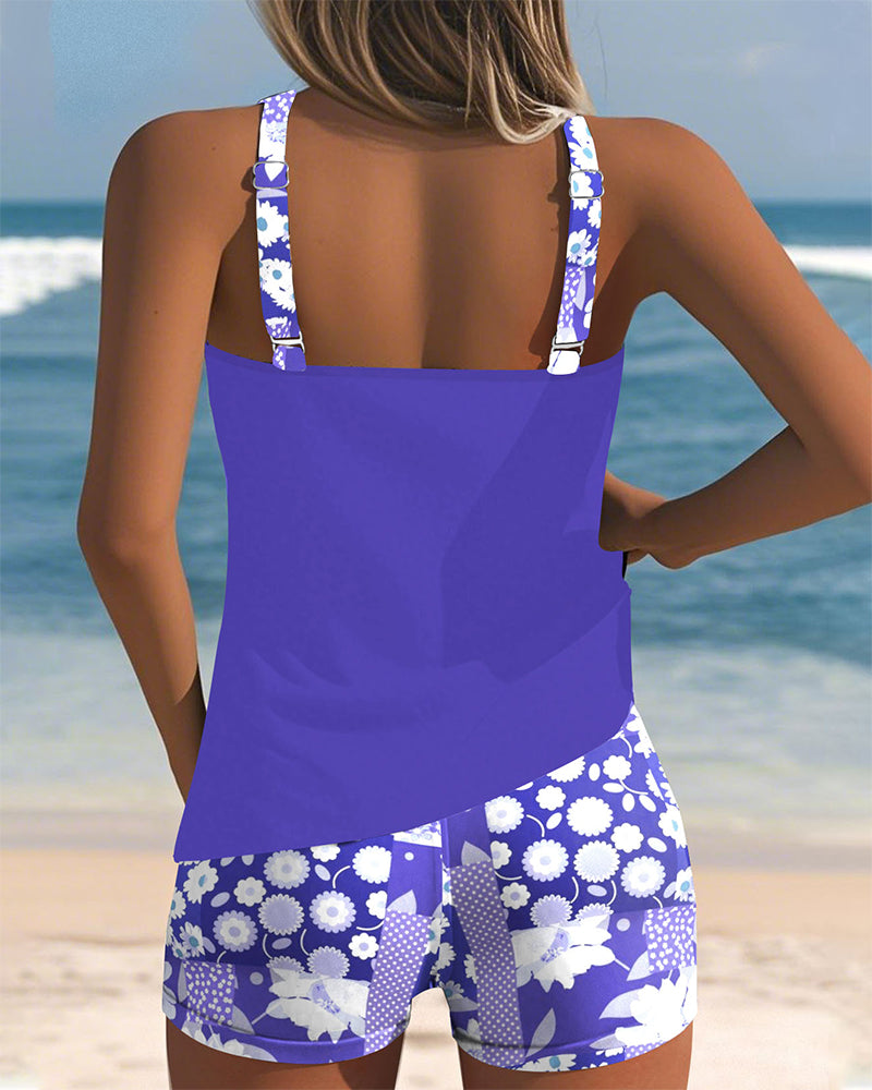 SABRINE | Maillot de Bain Deux Pièces à Coupe Confortable et Style Fleuri de Plage