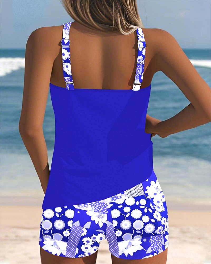 SABRINE | Maillot de Bain Deux Pièces à Coupe Confortable et Style Fleuri de Plage