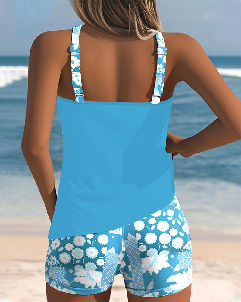 SABRINE | Maillot de Bain Deux Pièces à Coupe Confortable et Style Fleuri de Plage