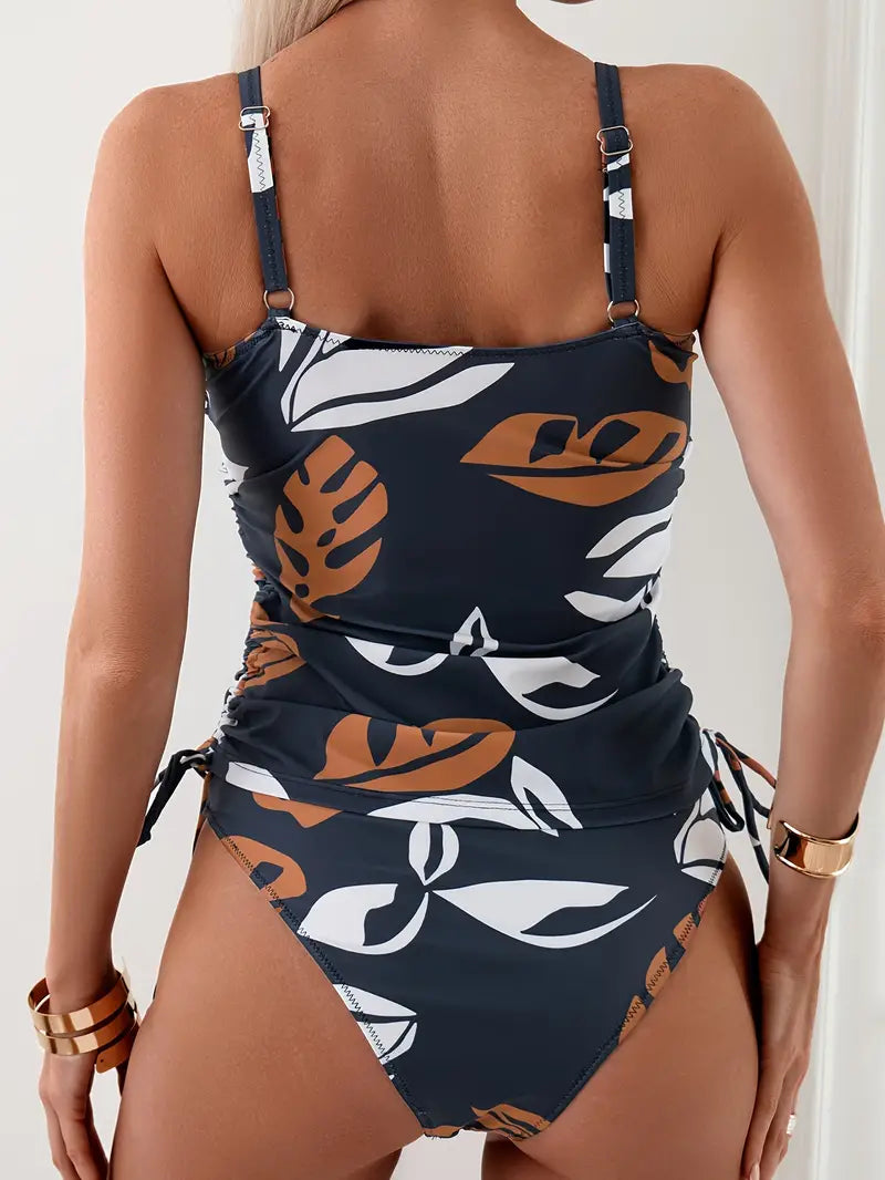 Tankini Vénus™ – Bikini à imprimé feuillage tropical