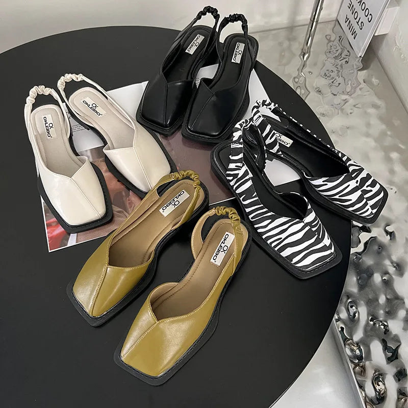 Lydie – Sandales Slingback à Bout Carré