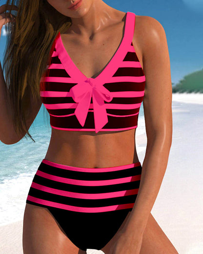 Bikinis taille haute à rayures