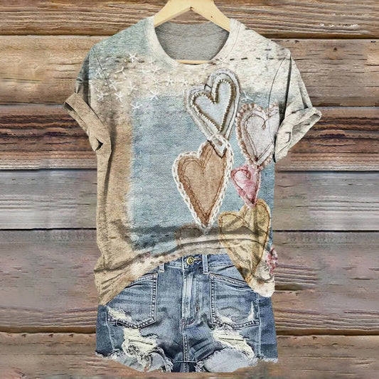 Nikole | T-shirt Vintage à Imprimé Cœur