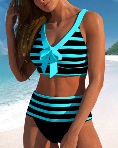 Bikinis taille haute à rayures