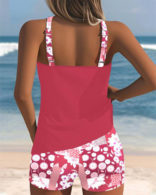 SABRINE | Maillot de Bain Deux Pièces à Coupe Confortable et Style Fleuri de Plage