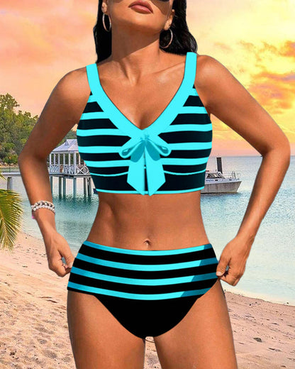 Bikinis taille haute à rayures